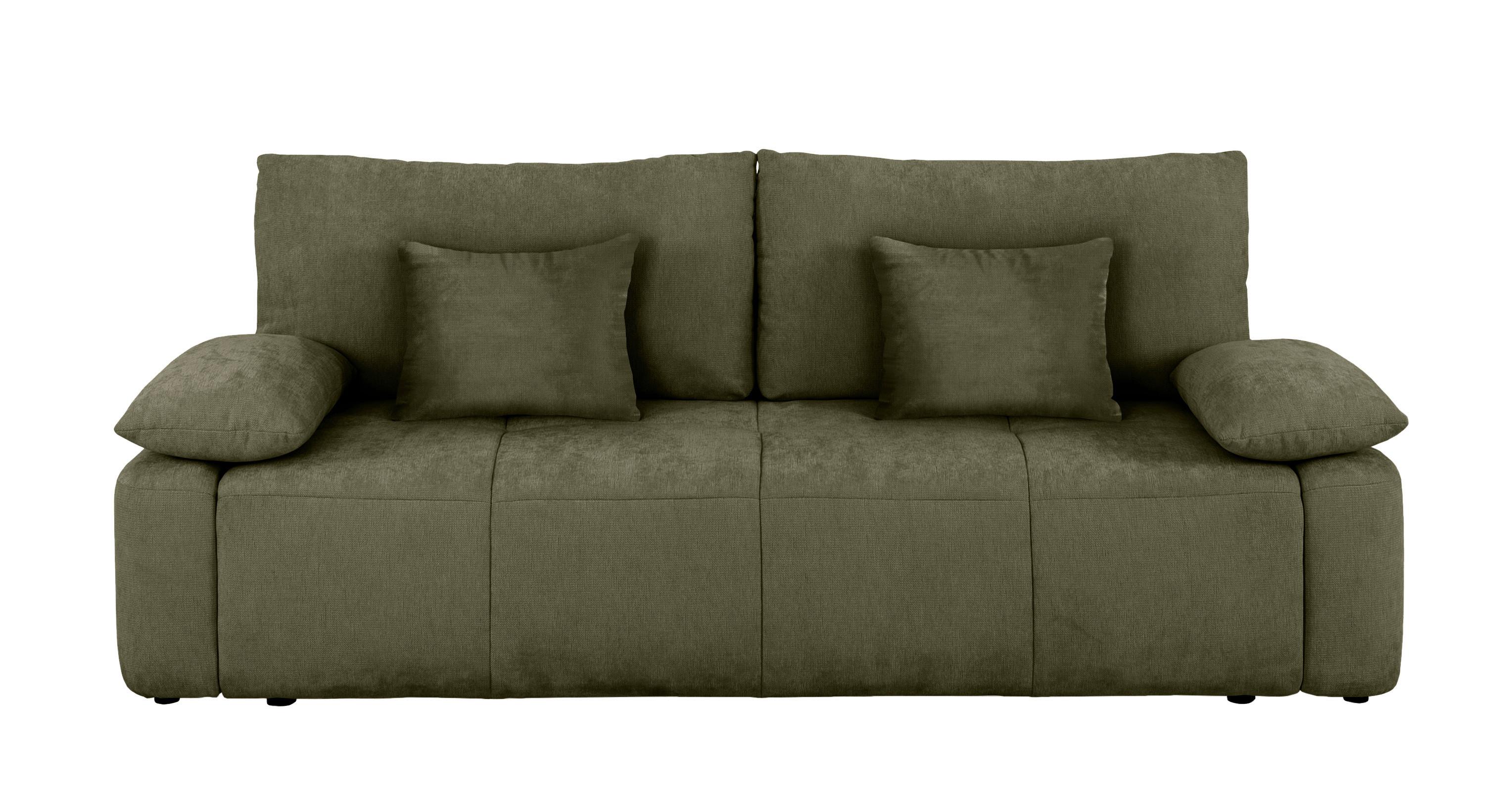 Schlafsofa Hello Lux 3dl Olivgrün B: 240cm - Schwarz/Olivgrün, Design, Textil (240/93/108cm) - MID.YOU