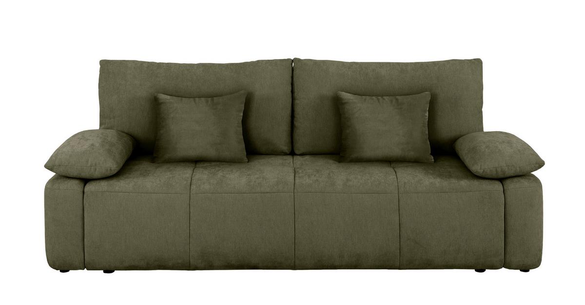 Schlafsofa Hello Lux 3Dl Olivgrün B: 240cm - Schwarz/Olivgrün, Design, Textil (240/93/108cm) - MID.YOU