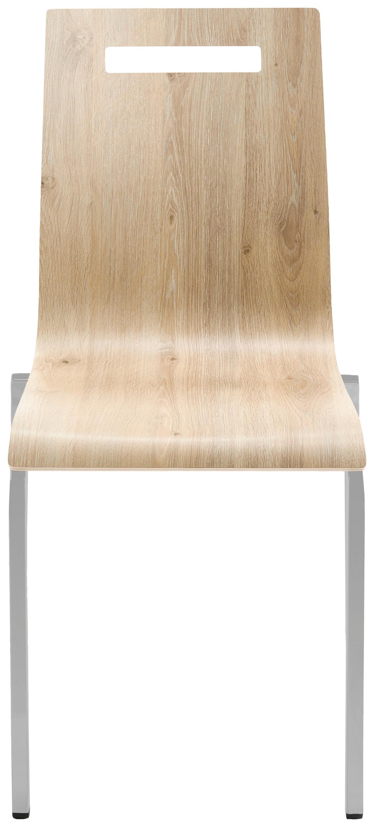 Besucherstuhl My Life Eiche teilmassiv - Eichefarben/Silberfarben, Basics, Holz/Metall (48/87/55cm) - MID.YOU