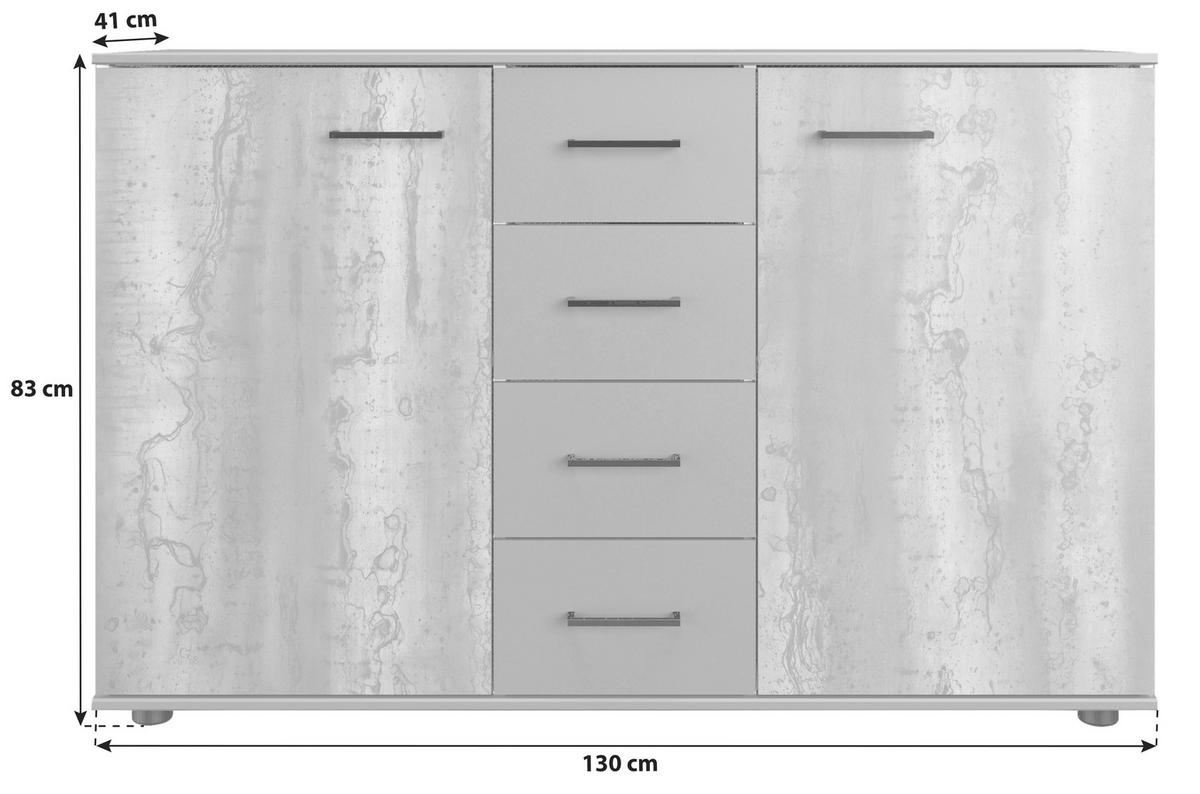 Kommode B: 130 Cm Kopenhagen, Dunkelgrau - Dunkelgrau/Graphitfarben, Basics, Holzwerkstoff (130/83/41cm) - MID.YOU