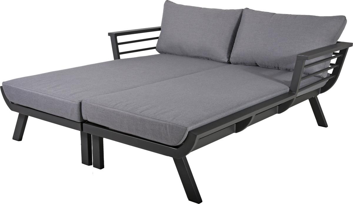 Doppelliege Delia - Dunkelgrau/Grau, Basics, Kunststoff/Textil (170/62/175cm) - Gardenson
