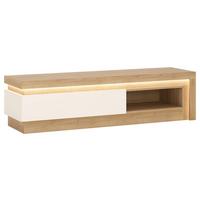 Tv-element Lyon Hell Weiß/eichefarben B: 130 Cm - Weiß Hochglanz/Eichefarben, Trend, Holzwerkstoff (130/41,7/42cm)