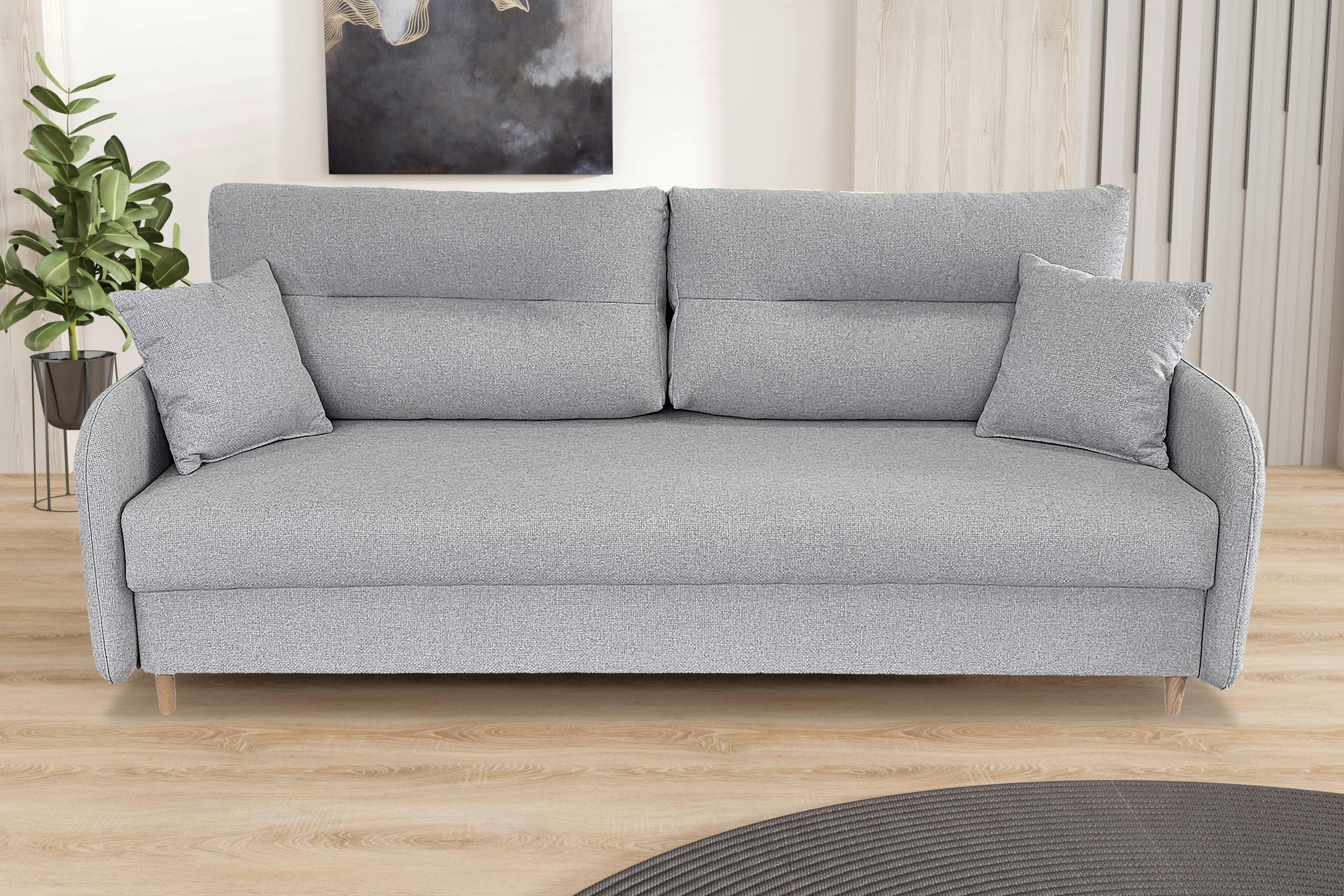 2-sitzer-sofa Mit Schlaffunktion Vero B: 206 Cm - Hellgrau/Schwarz, Design, Textil (206/88/93cm) - MID.YOU