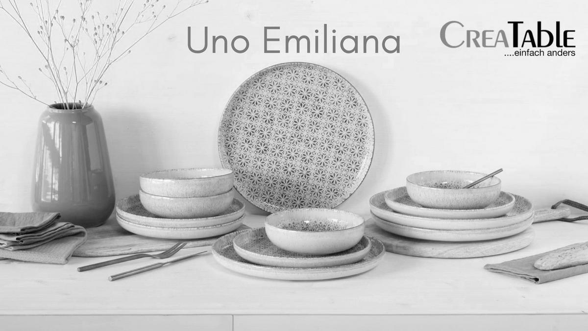 Tafelservice Uno Emiliana 12--Teilig., Creme, Grün - Creme/Grau, Basics, Keramik - Creatable