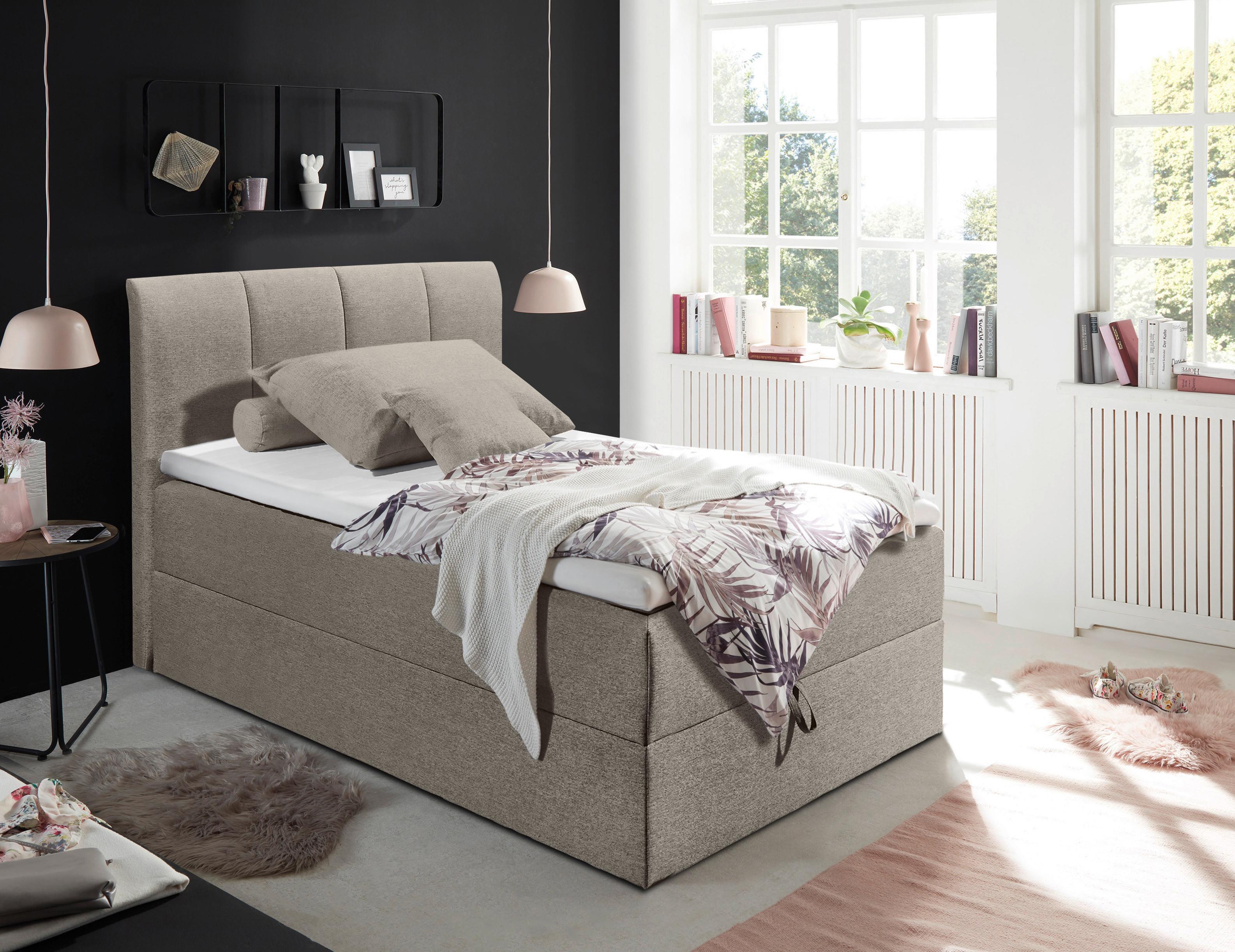 Boxspring postel GRANADA hnědá 120x200 cm - černá/jílová barva, Basics, textil/plast (120/200cm) - MID.YOU