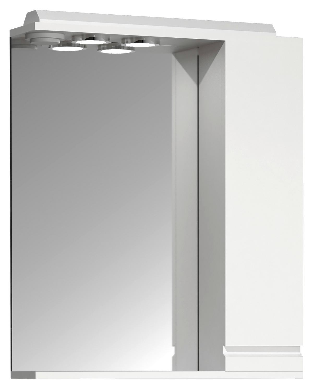 Spiegelschrank Silora L 1-Türig Bxhxt: 60x71x14 Cm - Weiß, MODERN, Glas/Holzwerkstoff (60/71/14cm) - MID.YOU