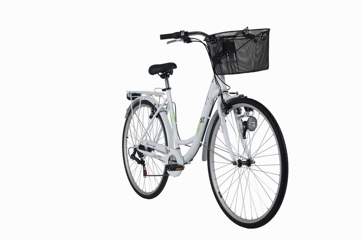 Citybike 28'' mit Korb DaCapo Papilio weiß/lila - Weiß, LIFESTYLE, Metall (25/140/60cm)