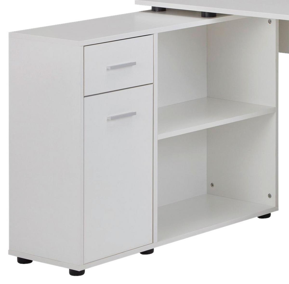 Rohový psací stůl Wohnling bílý - barvy stříbra, Moderní (106,5/120/75,5cm) - MID.YOU
