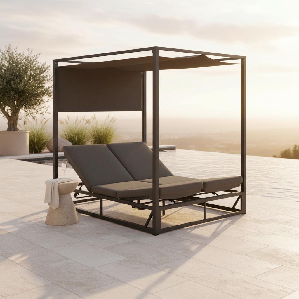 ZAHRADNÍ LEHÁTKO AVIVA - tmavě šedá, Moderní, kov/textil (148/196/200cm) - Bessagi Garden