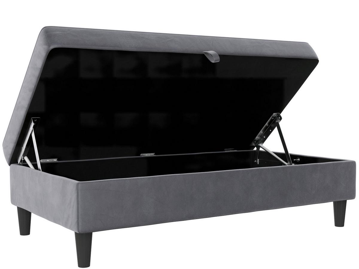 Hocker Hannover Anthrazit, mit Stauraum - Anthrazit/Schwarz, Basics, Textil (130/43/69cm) - Livetastic