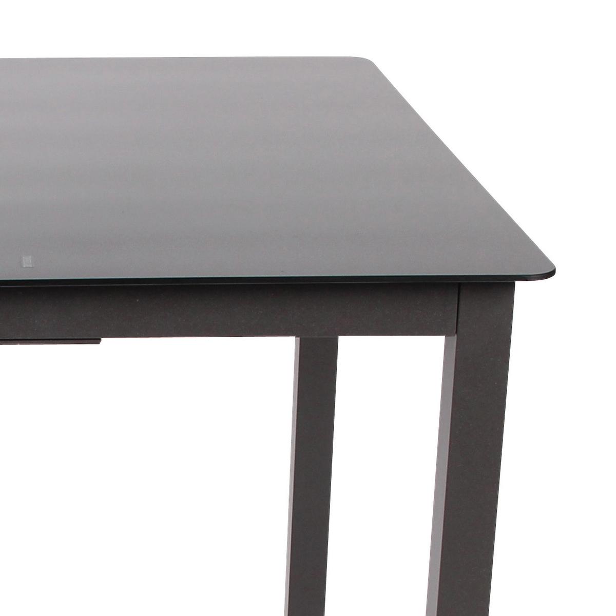 Gartentisch Aluminium/Glas L 80 cm - Schwarz, Basics, Glas/Metall (80/73/80cm) - MID.YOU