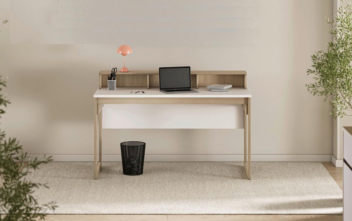 Schreibtisch Stranda Weß/Eiche B: 120cm - Eichefarben/Weiß, Design, Holzwerkstoff (120/91/60cm) - MID.YOU