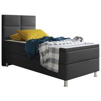 Boxspringbett Miami-F - Anthrazit/Silberfarben, KONVENTIONELL, Leder/Textil (90/115/210cm) - MID.YOU