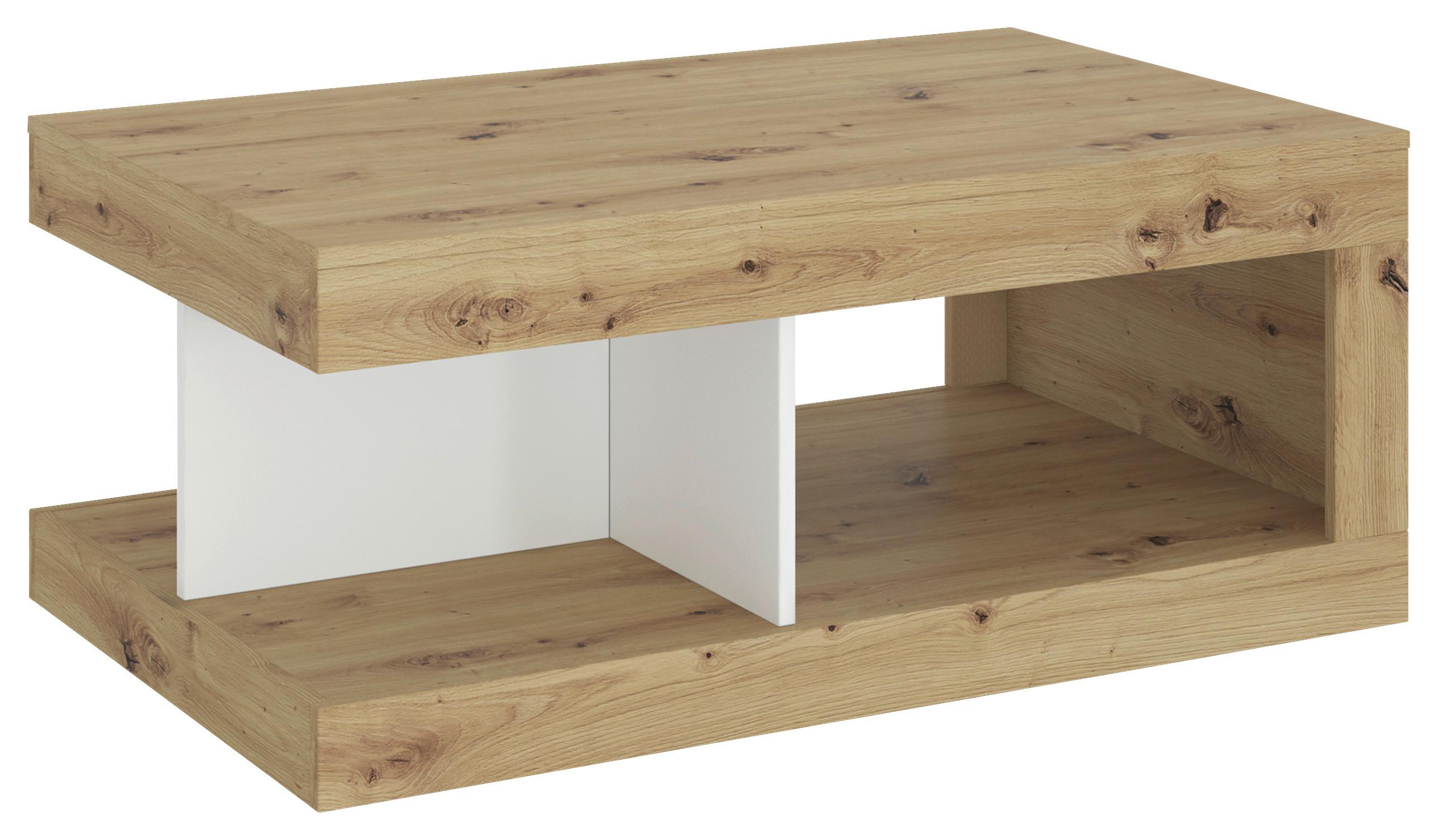 Couchtisch Luci Weiß Eiche Artisan/Weiß B: 104 cm - Weiß/Eiche Artisan, Trend, Holzwerkstoff/Kunststoff (104/43,1/64cm) - MID.YOU