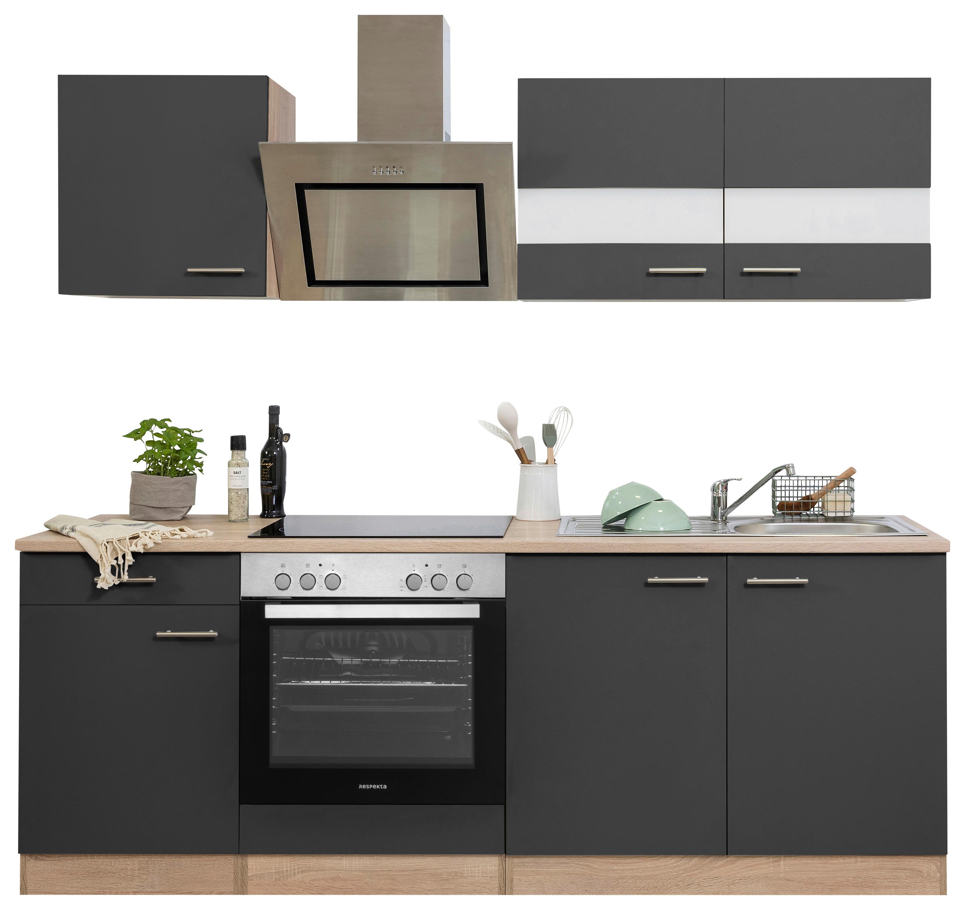Küchenblock Merle Küchenblock 210 cm - Eichefarben/Grau, Basics, Holzwerkstoff (210cm) - Respekta