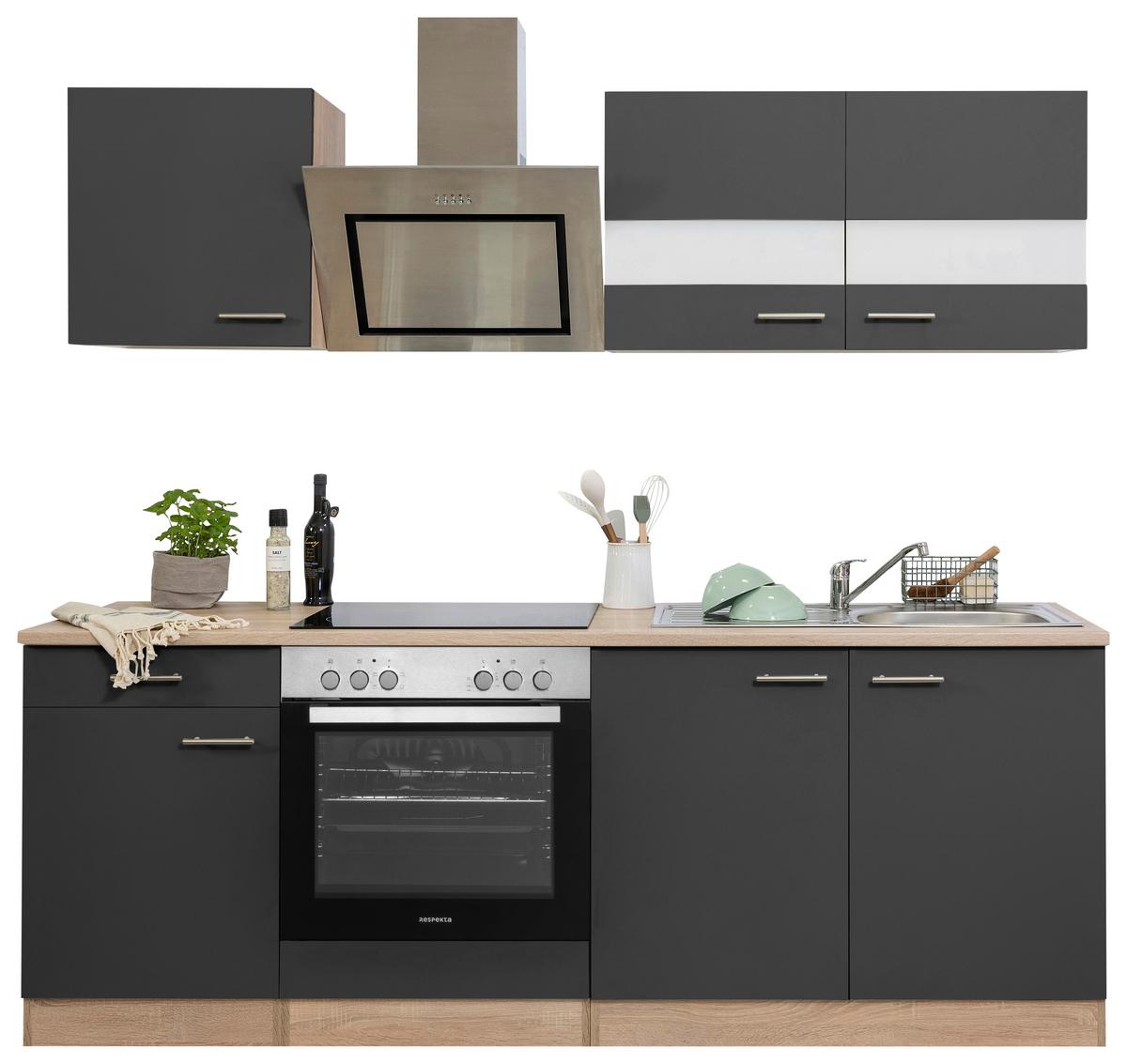 Küchenblock Merle Küchenblock 210 cm - Eichefarben/Grau, Basics, Holzwerkstoff (210cm) - Respekta