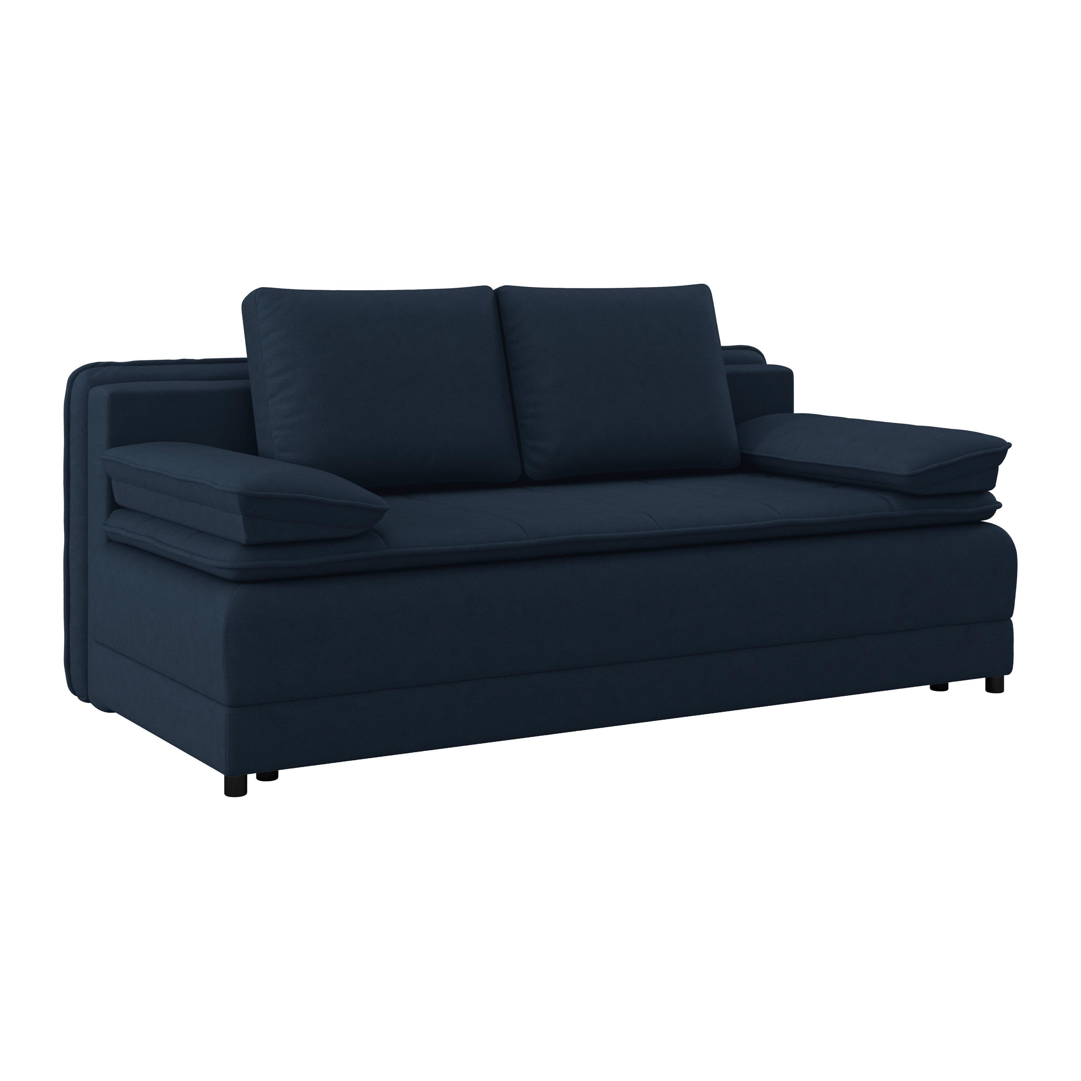 Pohovka s funkciou tmavomodrá farba - čierna/tmavomodrá, Modern, textil/plast (202/73-92/105cm) - Luca Bessoni