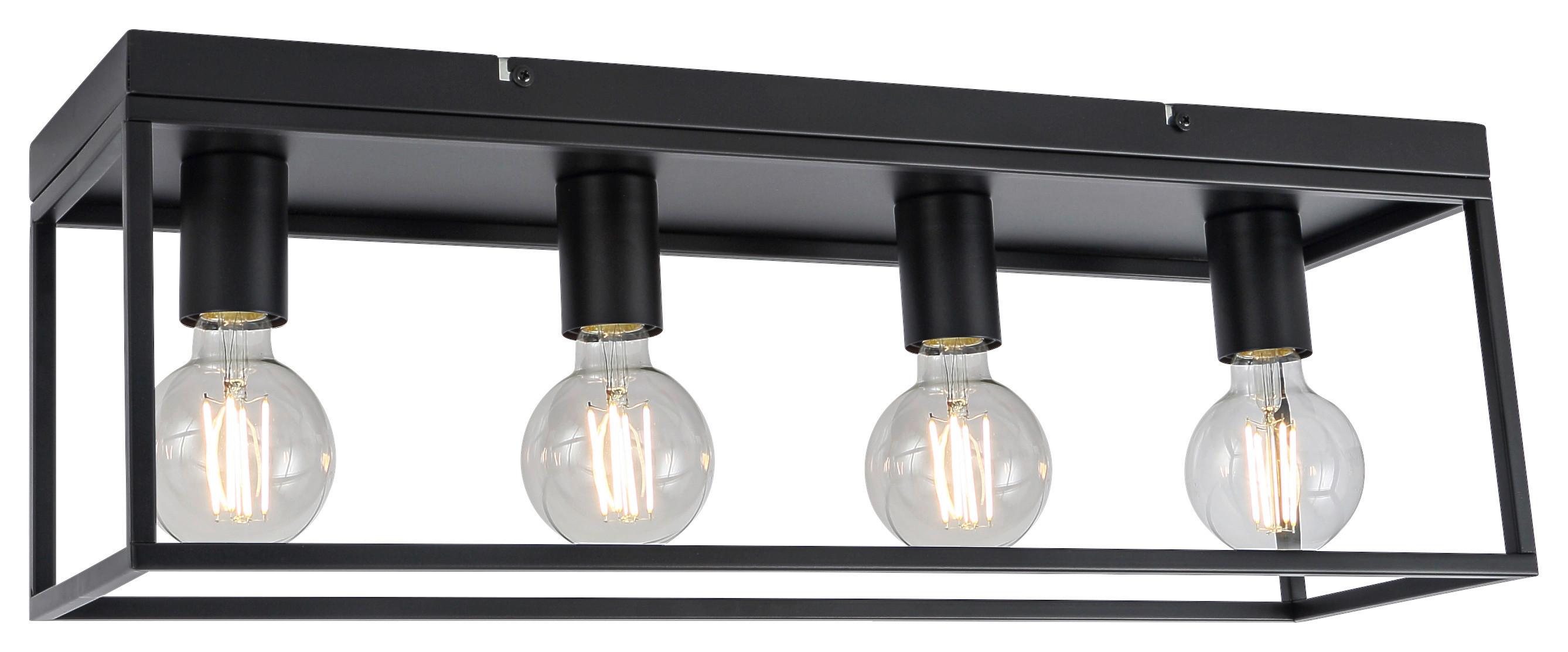 Stropní Svítidlo Quadri 61/18/20cm, 40 Watt - černá, Konvenční, kov (61/18/20cm) - Premium Living