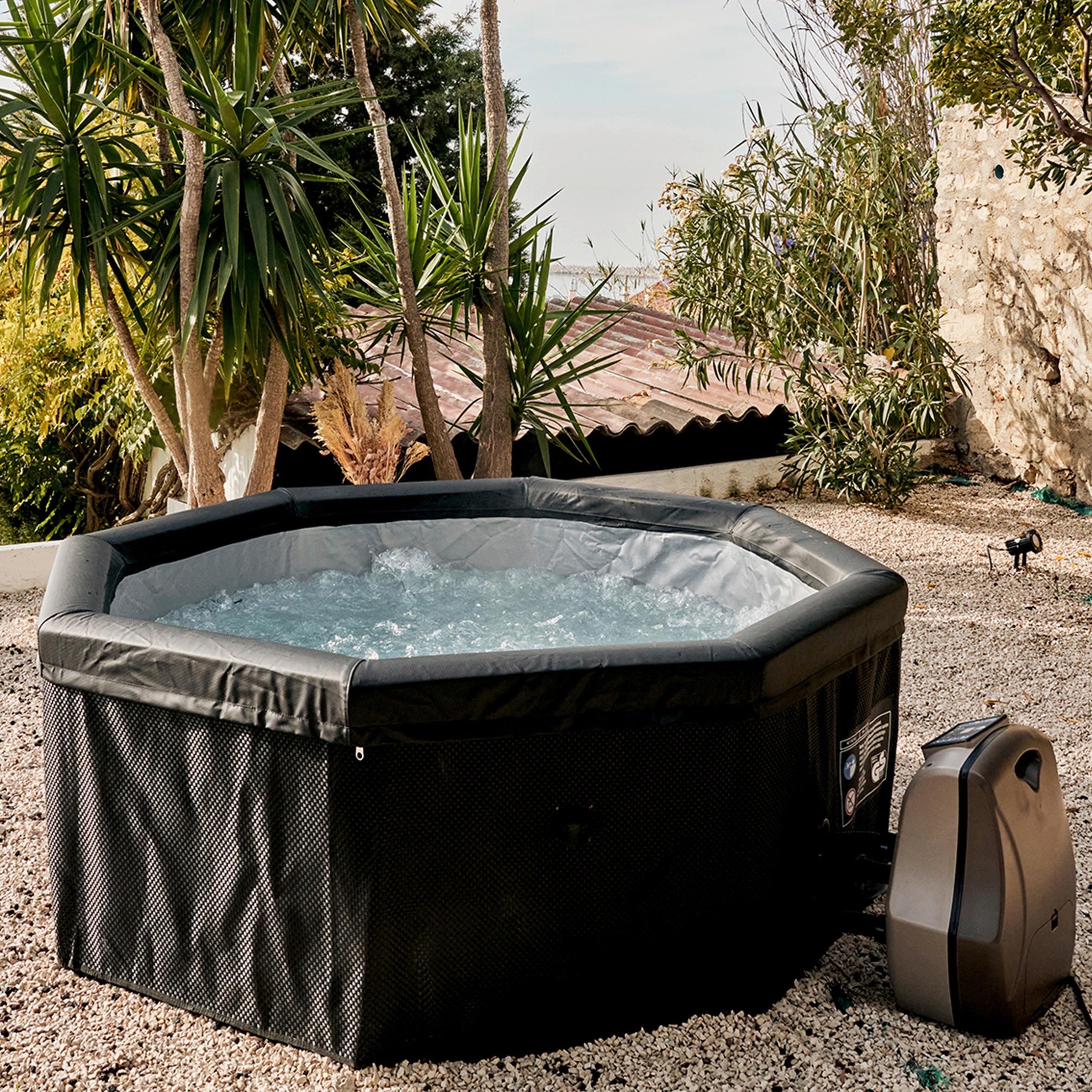 Whirlpool Netspa Octopus Ø 290 cm mit Umrandung+5 möbel - Schwarz, Basics, Leder/Kunststoff (290/73cm)