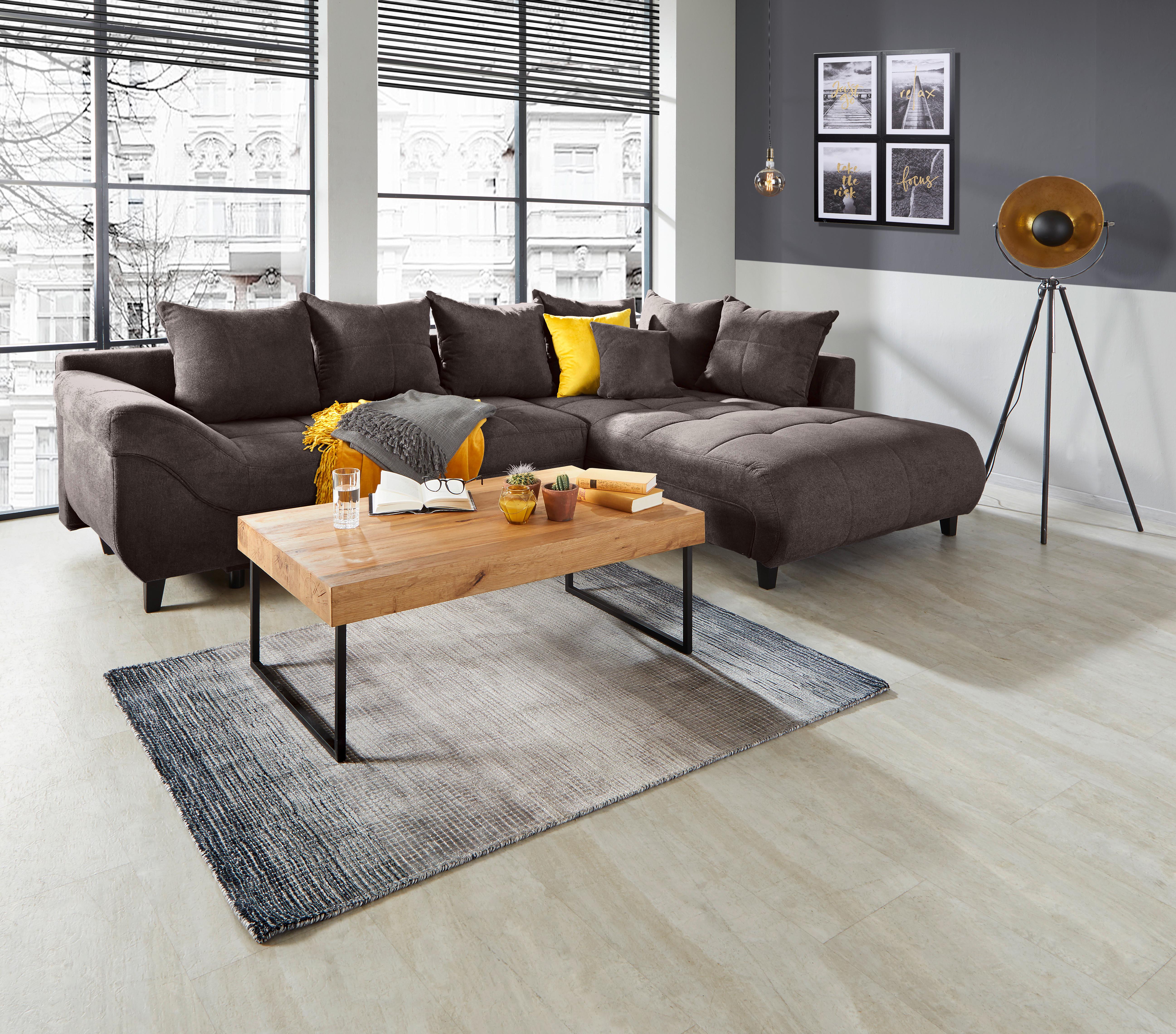 Ecksofa Mendoza - Graubraun/Schwarz, Design, Textil (309/197cm) - Ondega