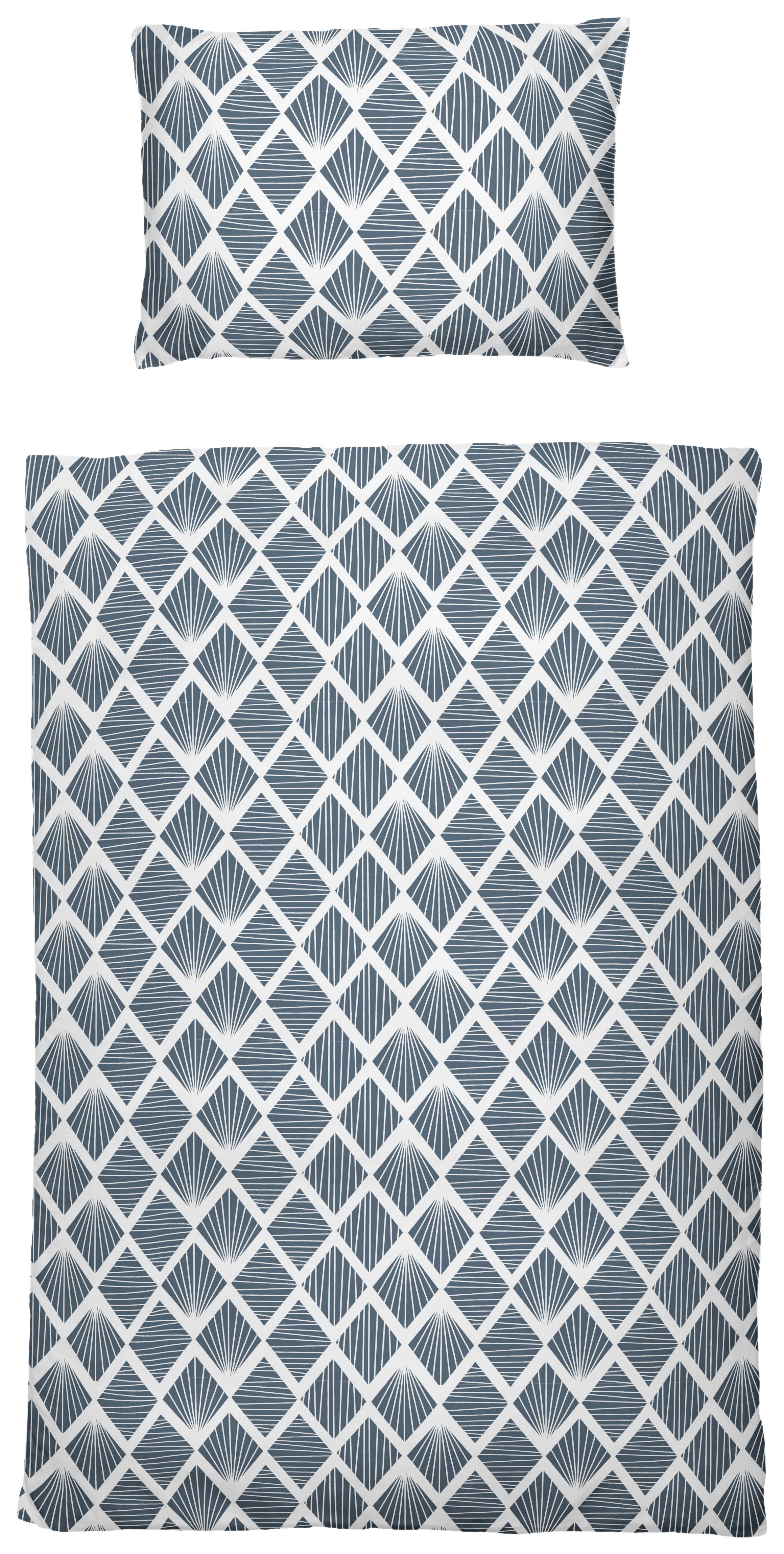 Bettwäsche 140x200 cm Lenka Mikrofaser Blau/Beige - Blau/Beige, KONVENTIONELL, Textil - Ondega
