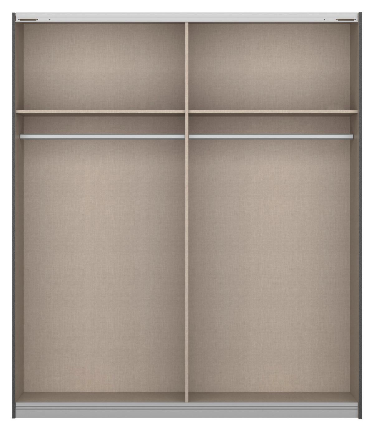 Schwebetürenschrank Artemis B: 181cm Anthrazit/Eiche Dekor - Anthrazit/Eiche Artisan, MODERN, Glas/Holzwerkstoff (181/210/62cm) - Rauch Möbel