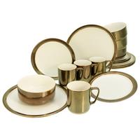 Kombinovaný servis 16 dielny, biela/zlatá - biela/zlatá, keramika (38,5/38/34cm) - Creatable