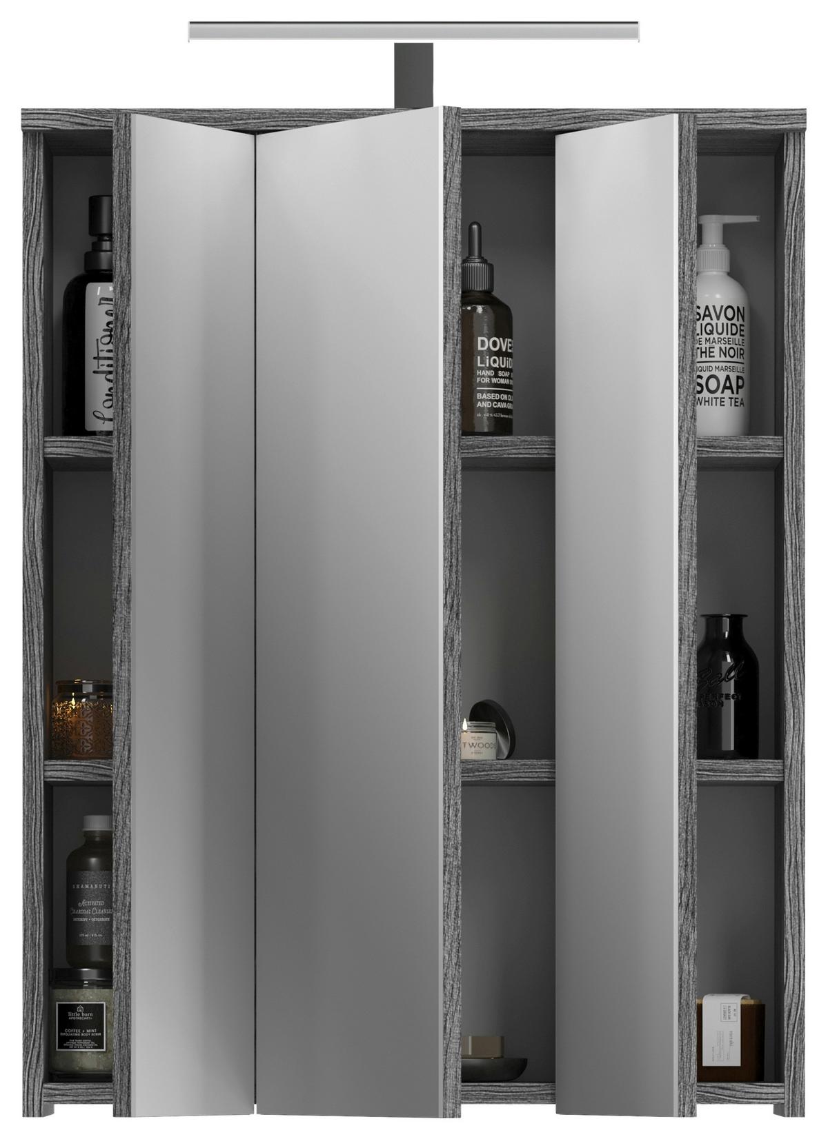 Spiegelschrank Blake Silberfarben  B: 60 Cm - Silberfarben, MODERN, Glas/Holzwerkstoff (60/77/21cm) - MID.YOU