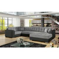 Wohnlandschaft Damario Grau/Schwarz U:189x338x189cm - Chromfarben/Schwarz, Design, Textil (189/338/189cm) - MID.YOU