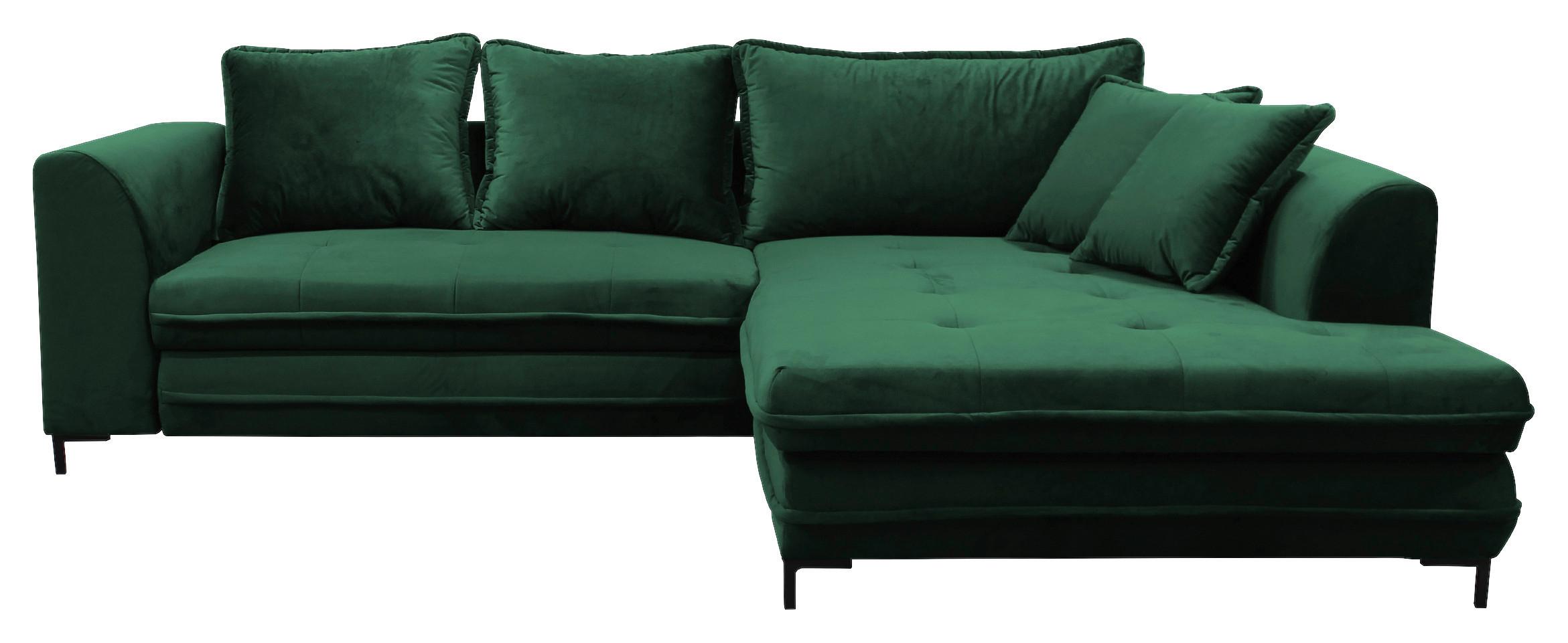 Ecksofa m. Schlaffunktion Bello Ottomane rechts Grün - Schwarz/Grün, Design, Textil (277/187cm) - P & B