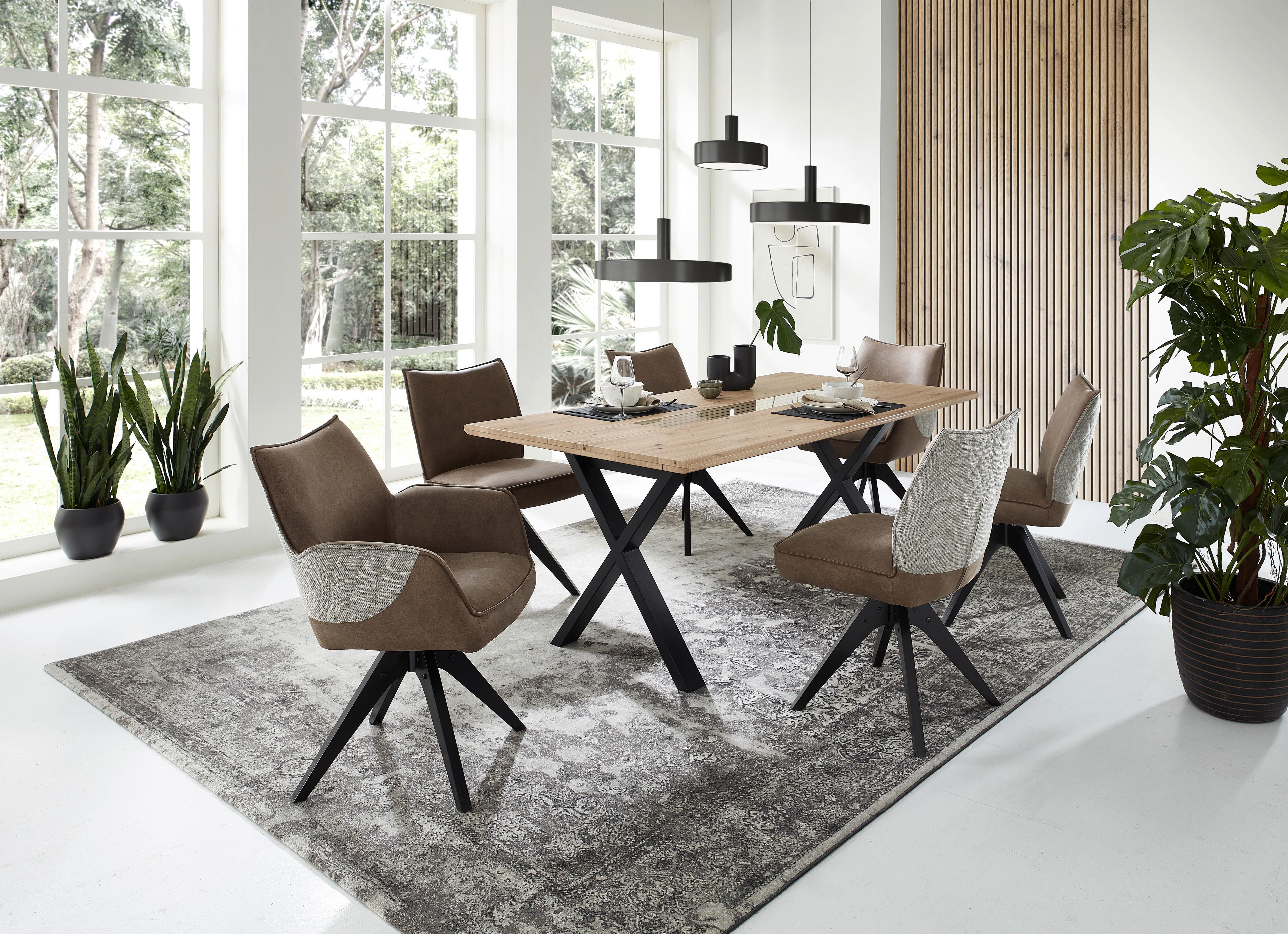 Stuhl Fulton Braun, Grau Beine Schwarz, B: 52 Cm - Schwarz/Braun, Design, Holz/Textil (52/85/62cm) - Livetastic