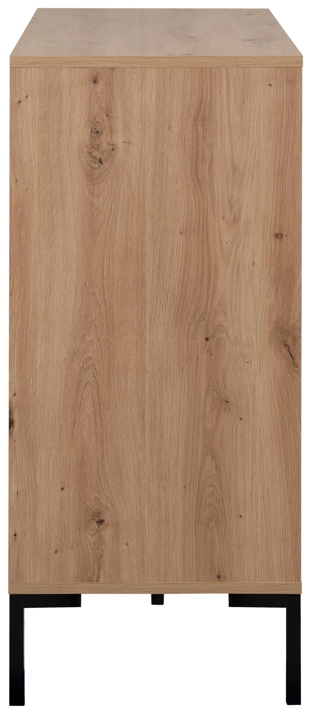 Kommode 120cm Korsika Eiche Artisan Dekor - Schwarz/Eiche Artisan, Design, Holzwerkstoff (120/87/40cm) - MID.YOU