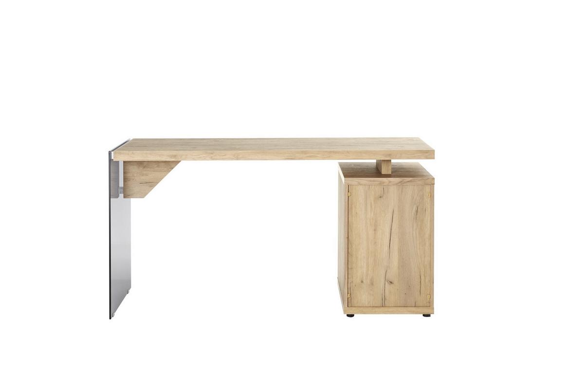 Schreibtisch B 74cm H 55cm Lux C 140, Eiche Deko - Transparent/Eichefarben, Design, Glas/Holzwerkstoff (141,8/74/55cm)