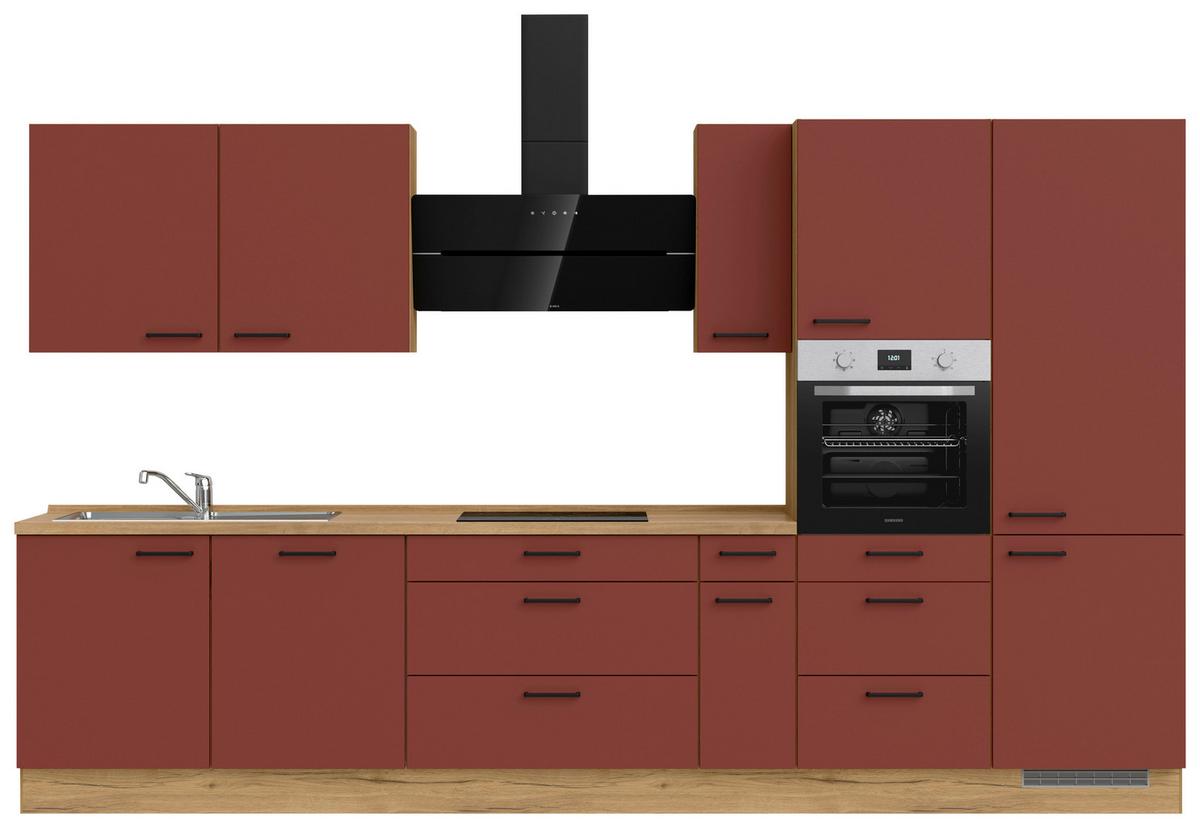 Küchenleerblock Easytouch High-Line, H12 Re. - Eichefarben/Rot, MODERN, Holzwerkstoff (360cm) - Nobilia