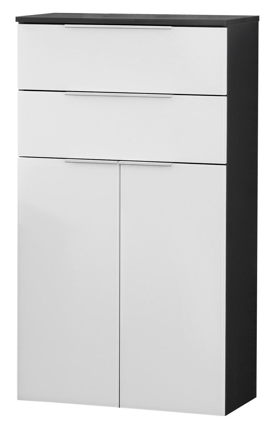 Midischrank Kara 61cm Anthrazit/Weiß Soft-Close - Anthrazit/Alufarben, MODERN, Glas/Holzwerkstoff (61/106,5/32cm) - MID.YOU