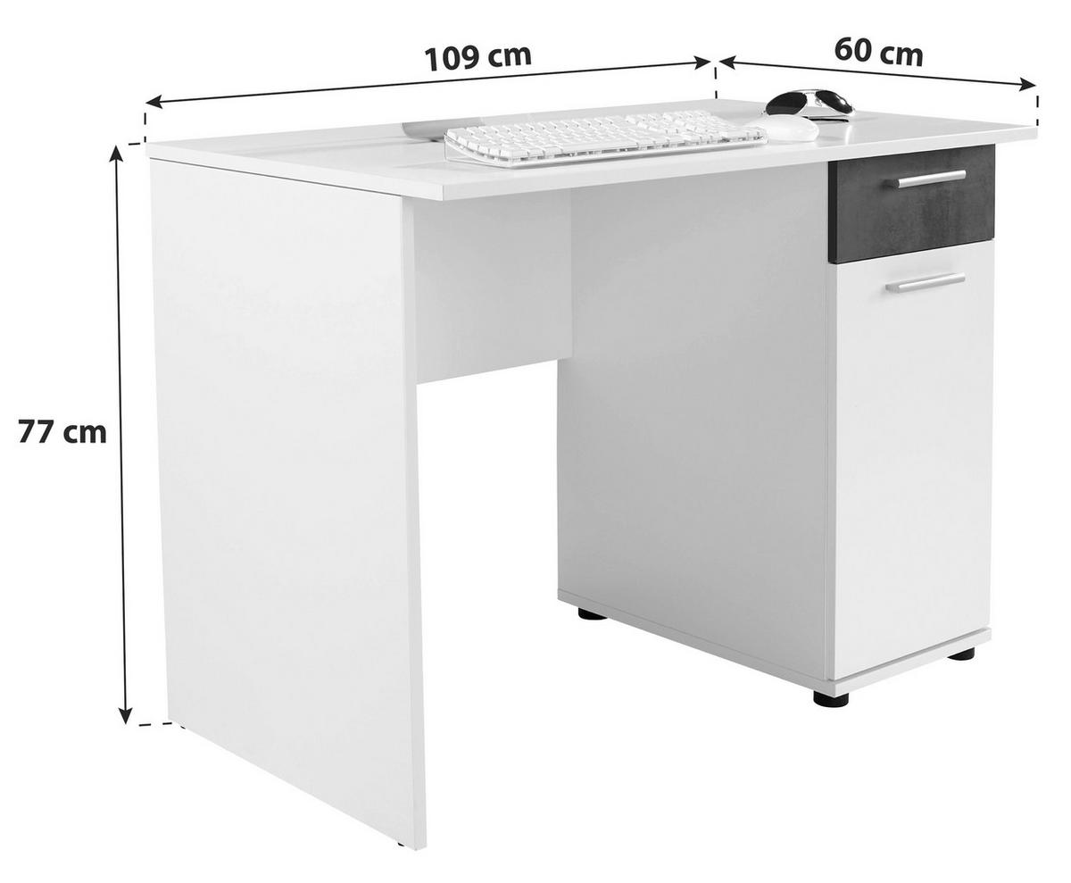 PSACÍ STŮL STAR - bílá/barvy stříbra, Konvenční, kompozitní dřevo/plast (109/60/77cm)