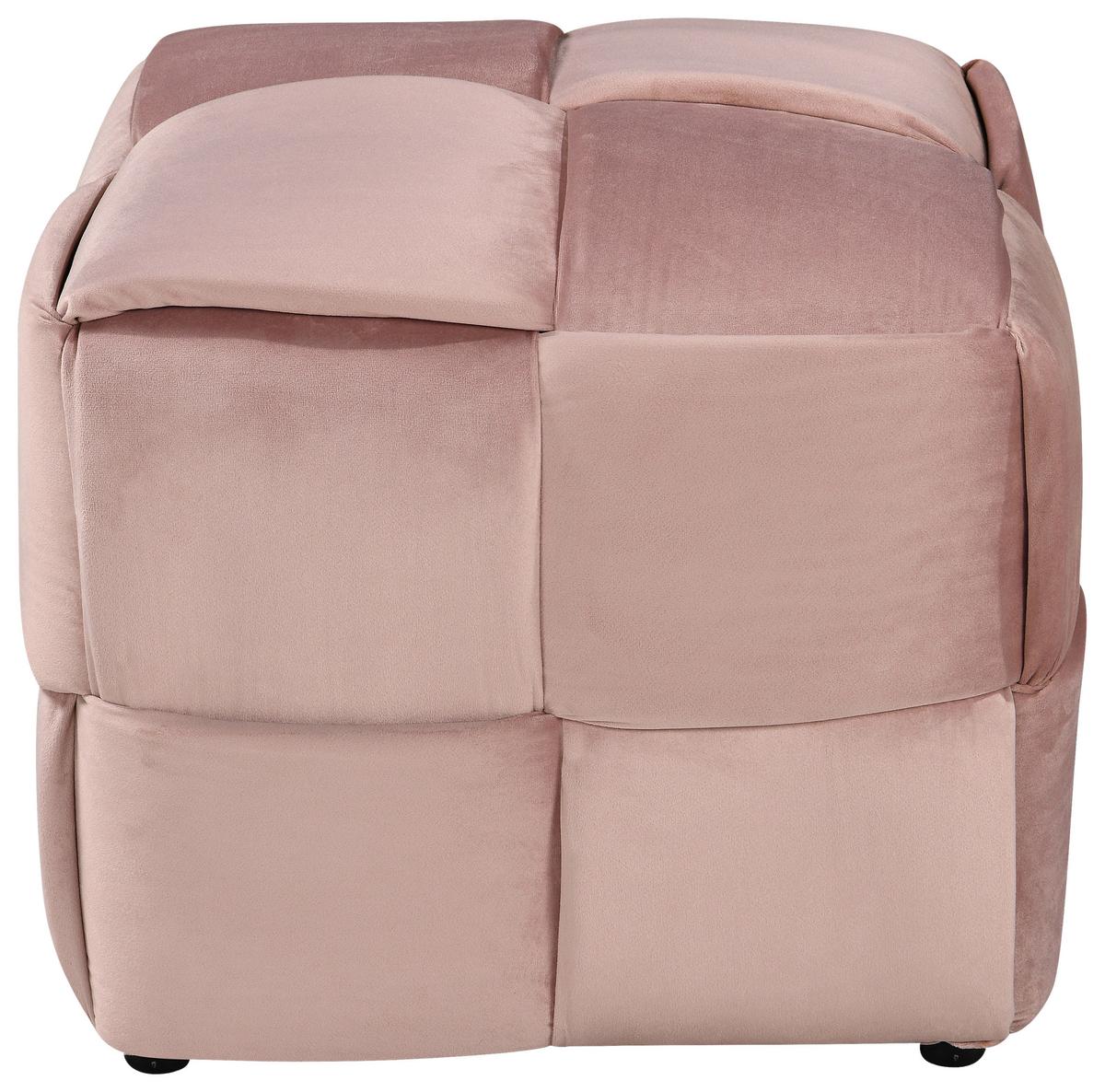 Štvorcová taburetka ELLIOT, hnedofialová, max. do 120 kg - čierna/pink, Modern, drevo/textil (46/41/46cm) - Mömax