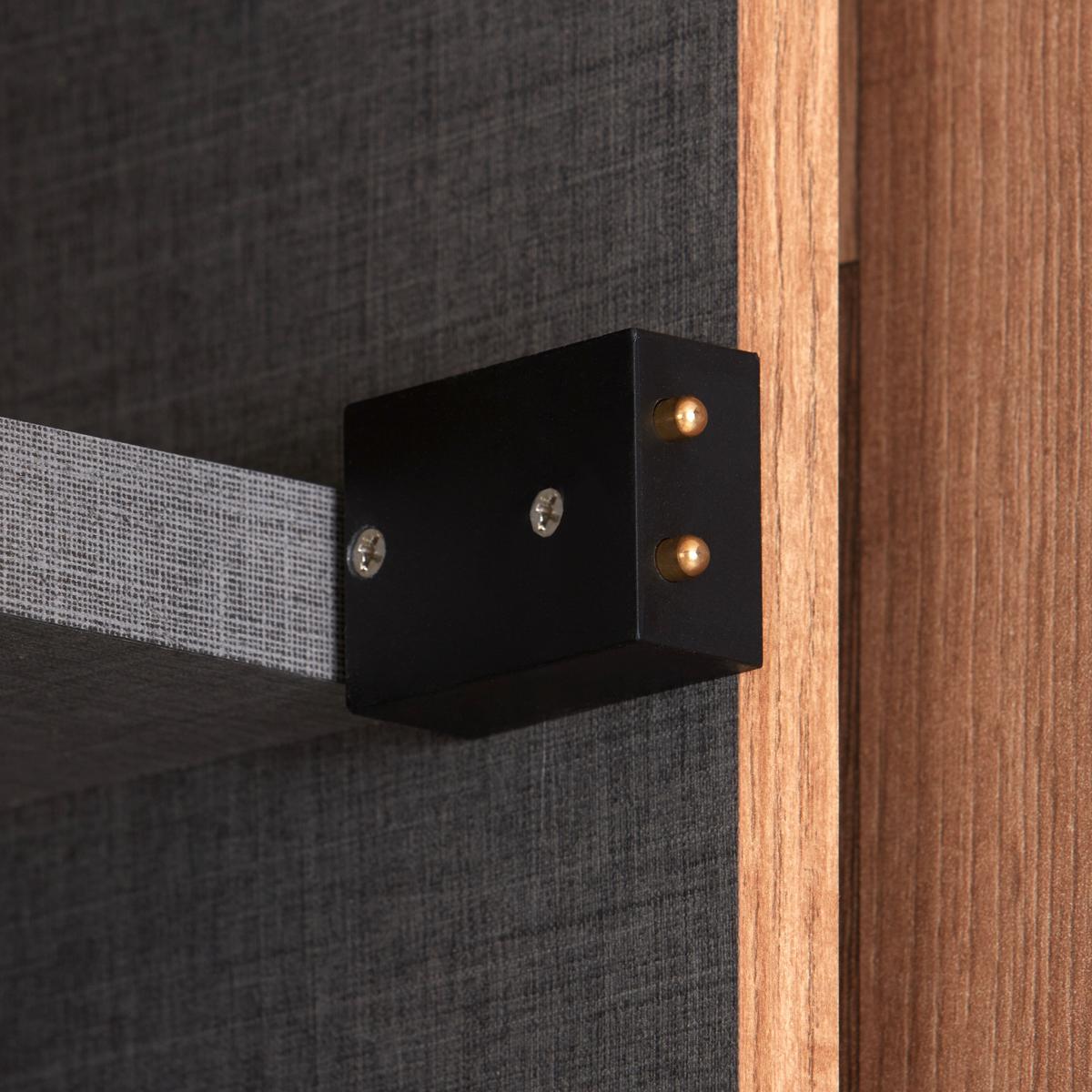 Schwebetürenschrank + LED 270cm , Graphit/Eiche Dekor - Eichefarben/Graphitfarben, KONVENTIONELL, Holzwerkstoff (270/225,5/60cm) - James Wood