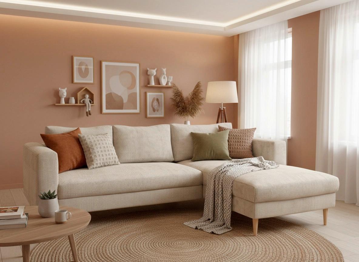 ECKSOFA Amazing Creme S: 232x161cm - Buchefarben/Creme, MODERN, Textil (232/161cm) - Trendmanufaktur