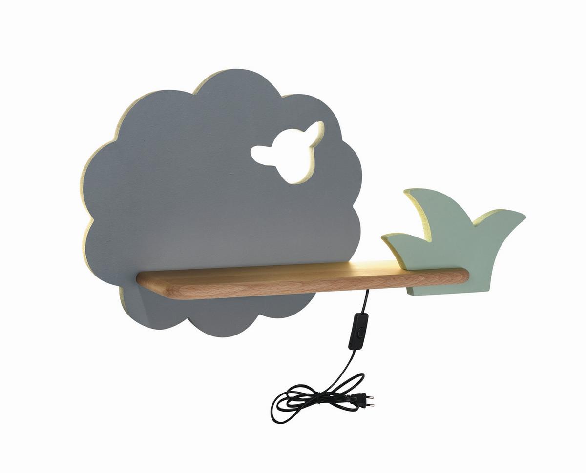 Kinderwandleuchte 21-85146 Sheep - Grau/Grün, Basics, Holz/Holzwerkstoff (42/12/24cm)