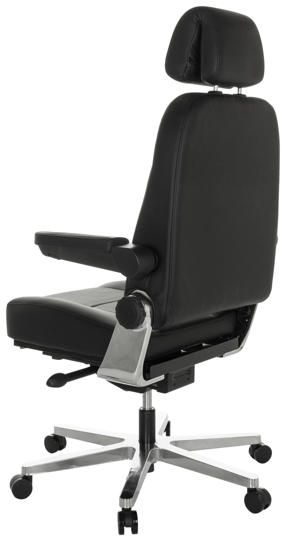 Chefsessel 24 Hours F - Silberfarben/Schwarz, Basics, Leder/Metall (70/123-133/63cm) - MID.YOU