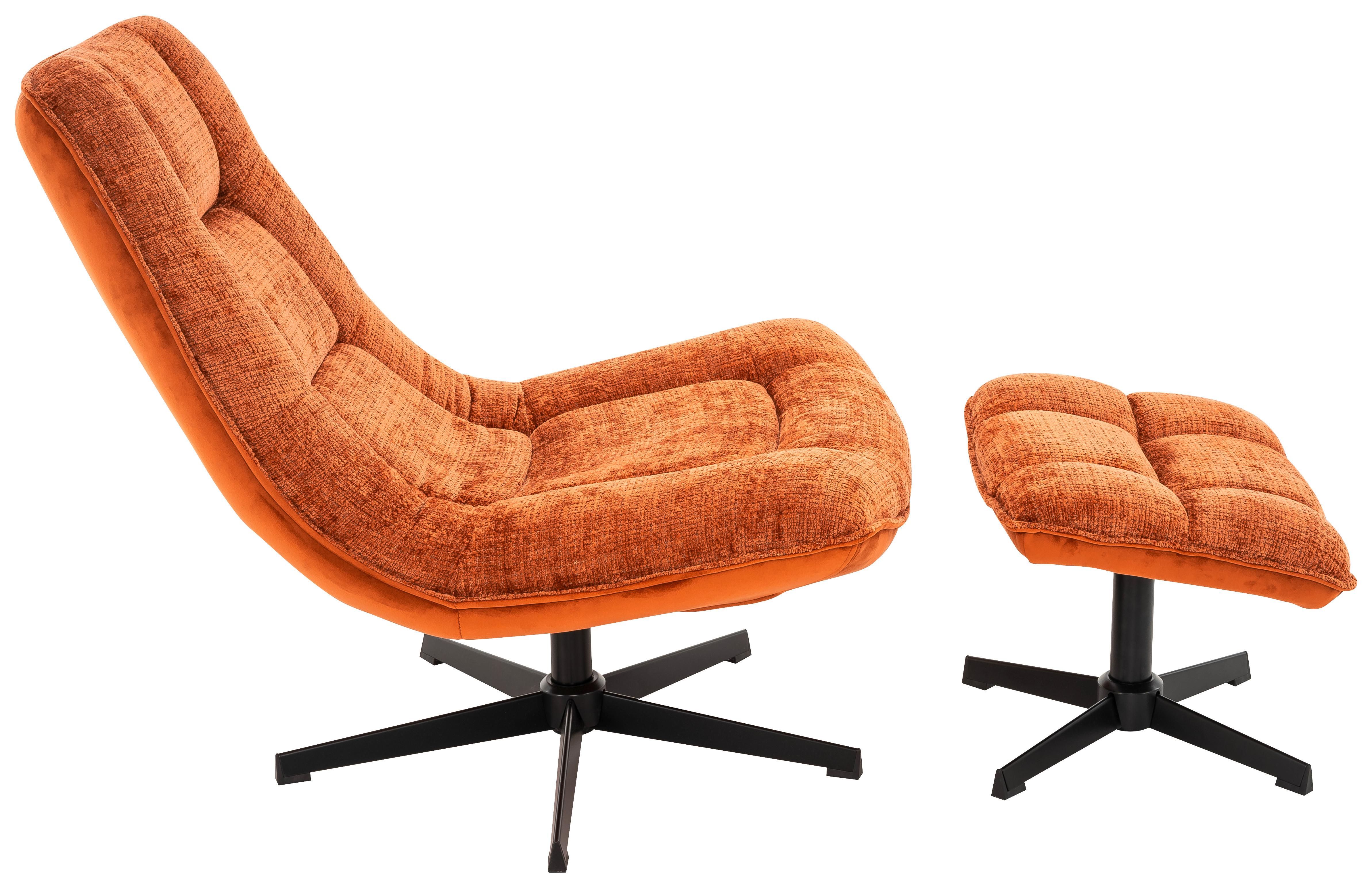 Relaxsessel Sofia Chenille Orange, B: 77 Cm - Schwarz/Orange, MODERN, Textil/Metall (77/88/94cm) - Carryhome