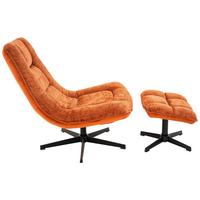 Relaxsessel Sofia Chenille Orange, B: 77 Cm - Schwarz/Orange, MODERN, Textil/Metall (77/88/94cm) - Carryhome