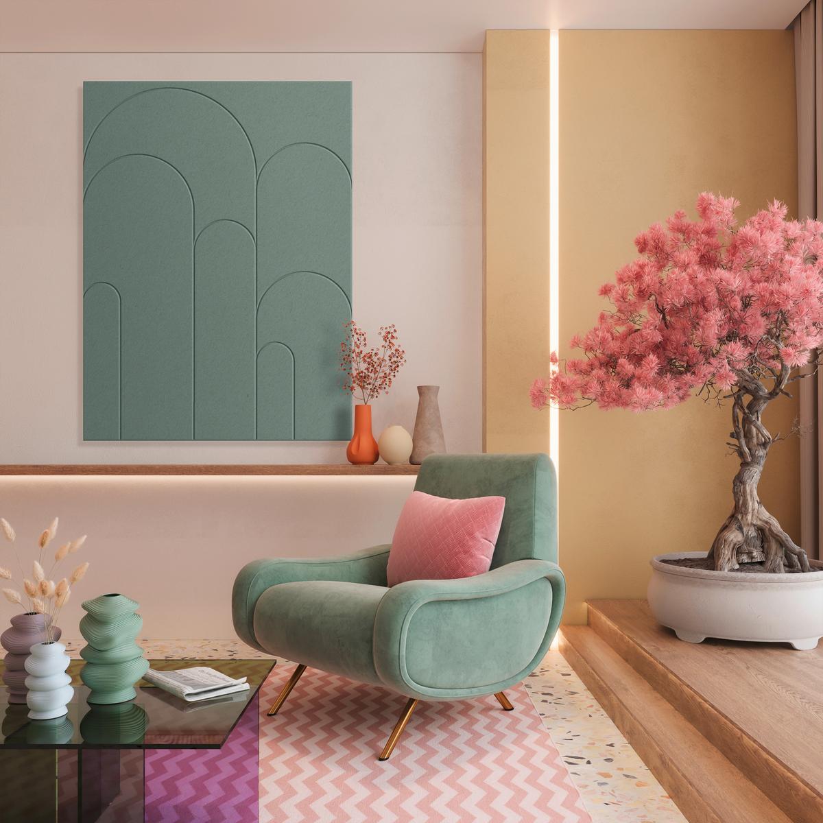 Akustický panel MARLA - světle zelená, textil (120/90cm) - Mömax