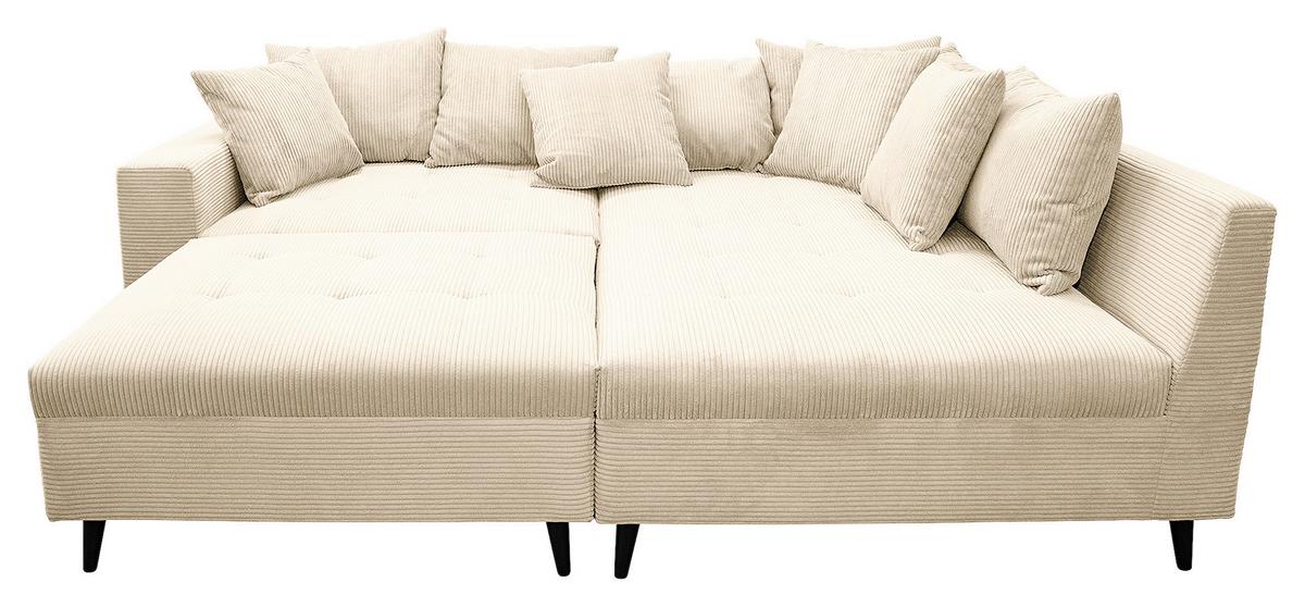 Ecksofa Pruno, Creme S: 247x174 Cm - Creme/Schwarz, Design, Textil (247/174cm) - MID.YOU