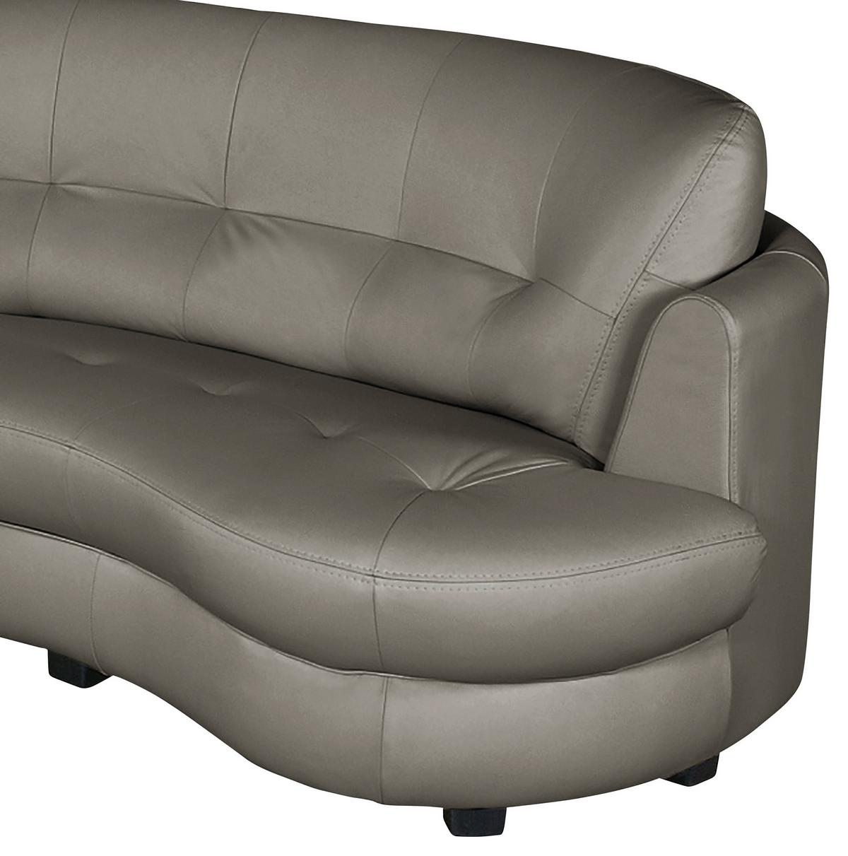 Ecksofa Bretania Schlammfarben, S: 113x300 - Schlammfarben/Schwarz, Design, Leder/Textil (113/300cm) - Livetastic
