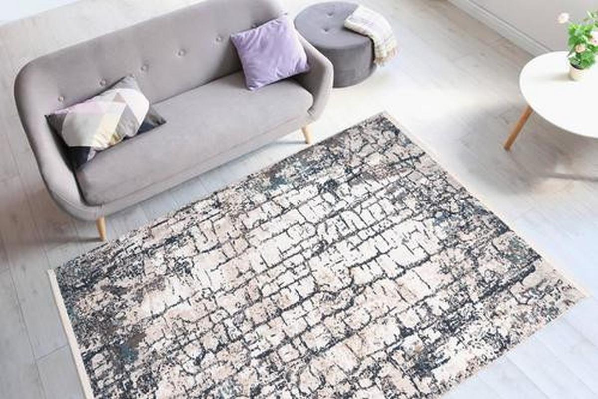 Webteppich Blau/Grau Akropolis 80x150 cm - Blau/Grau, Design, Textil (80/150cm) - Kayoom