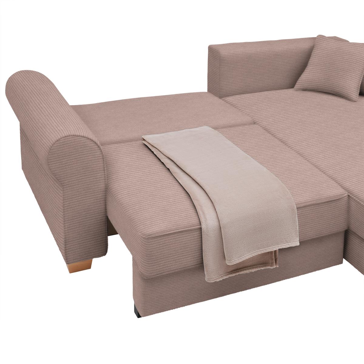 Sedací souprava ANGELO, oboustranná,růžový manšestr - růžová, Moderní, dřevo/kompozitní dřevo (255/92/185cm) - Mömax
