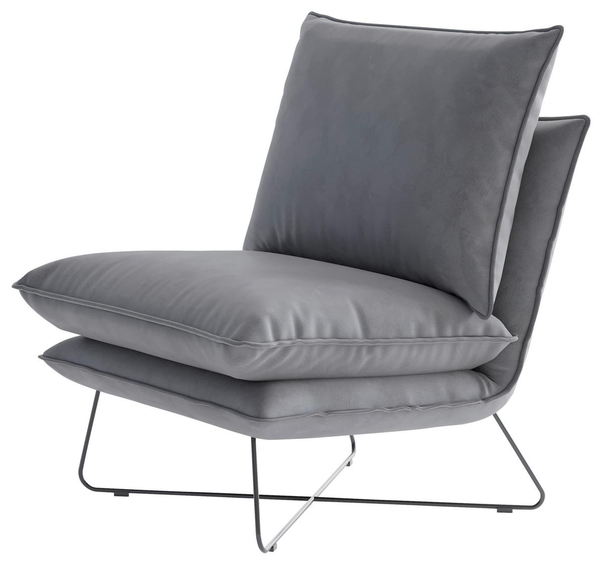 Sessel Skyline - Hellgrau/Schwarz, Design, Textil (72/84/90cm) - Livetastic