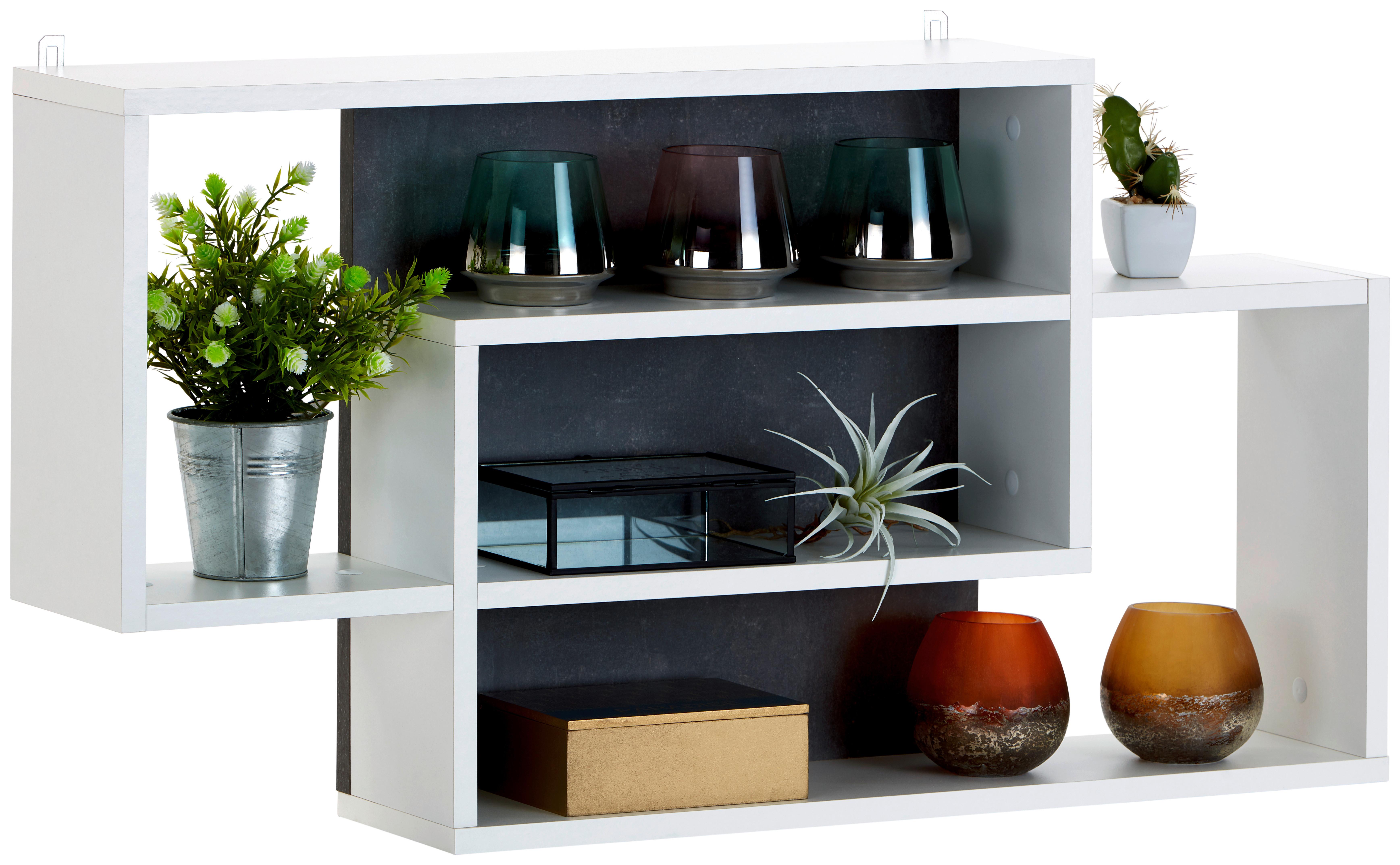 Wandregal Dream B: 90 cm Weiß/Betonoptik 3 Fächer